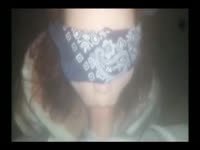 Blindfolded daughter with red hair moans as she deep throats dads cock in this pov incest video